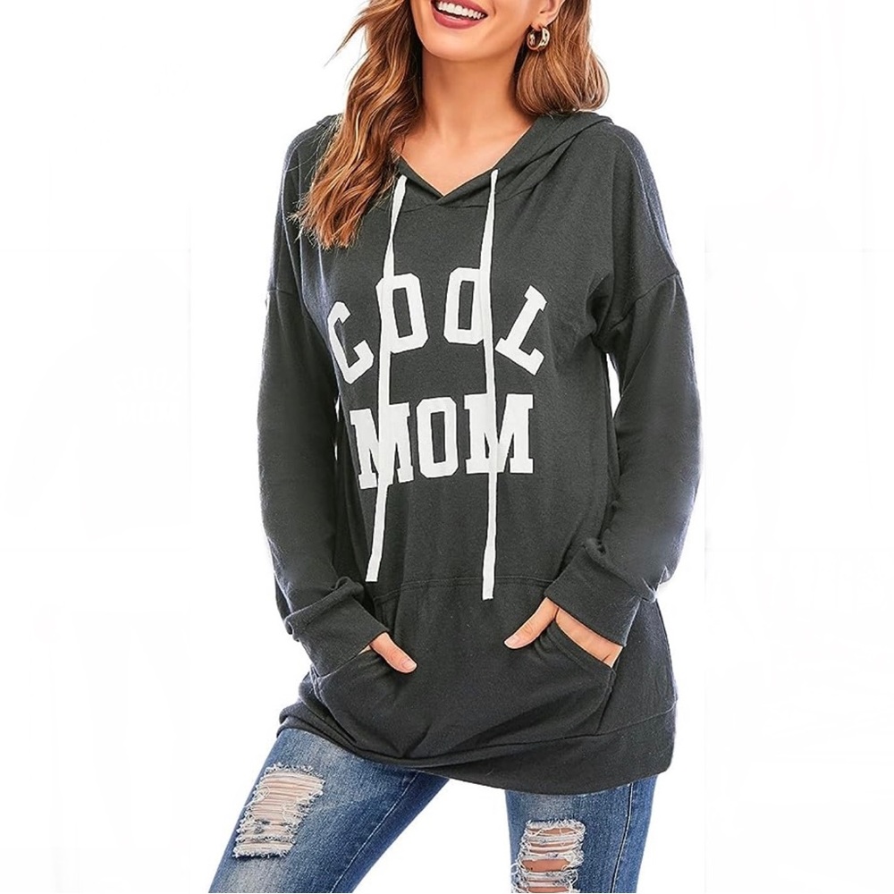 NWOT Cool Mom Hoodie Sweatshirt Size Large NEW L Neutral Gray Oversized
